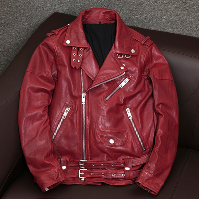 Veste en cuir de moto en peau de mouton Claret