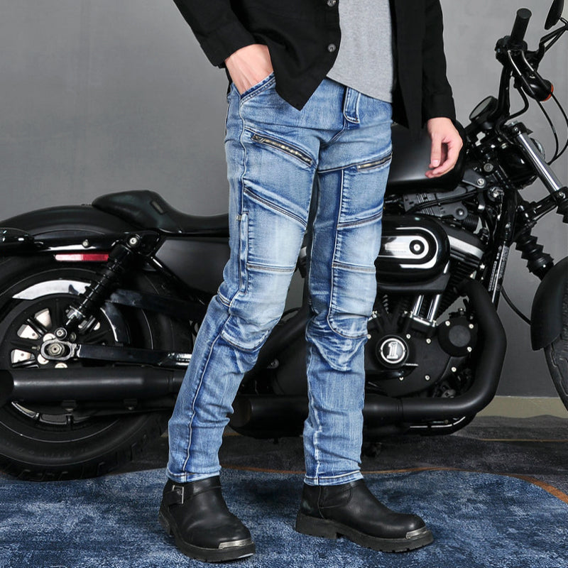 Jean d'équitation en denim extensible K-2 pour moto