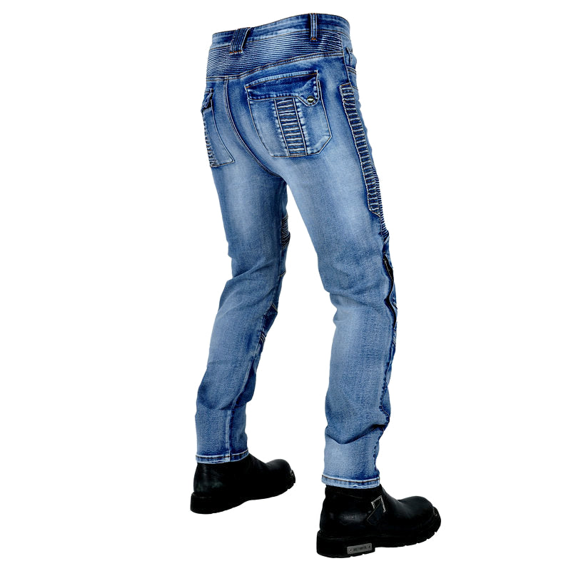 Jean de moto en denim Kevlar pour hommes avec équipement de protection