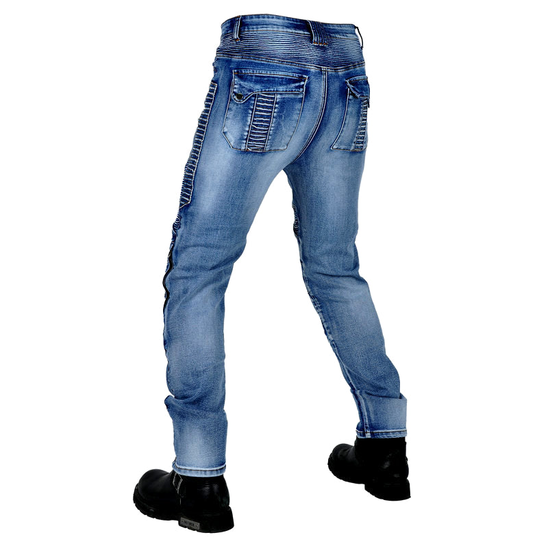 Jean de moto en denim Kevlar pour hommes avec équipement de protection