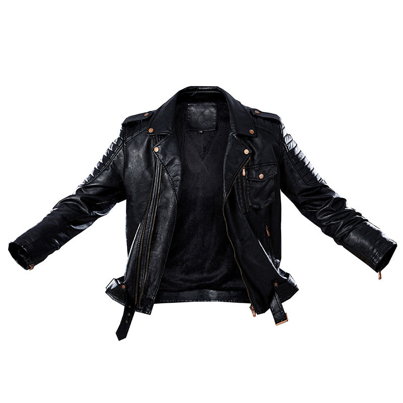 Biker Forward Retro Style Faux Leather Jacket