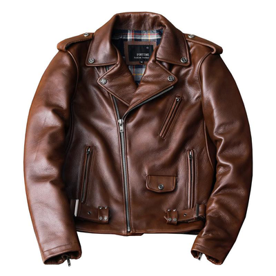 Veste en cuir de vache épais Biker Oil Wax