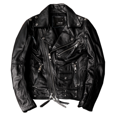 Men's Heavy Black Biker Motorcycle Leather Jacket