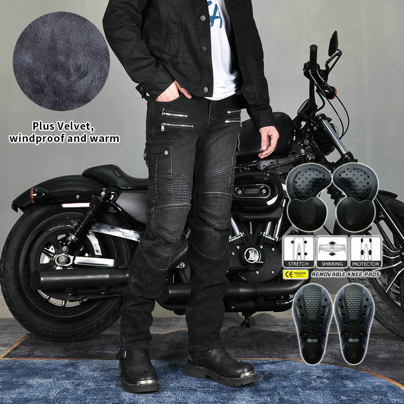 Fierce 4 Men Motorcycle Winter Plus Velvet Jeans