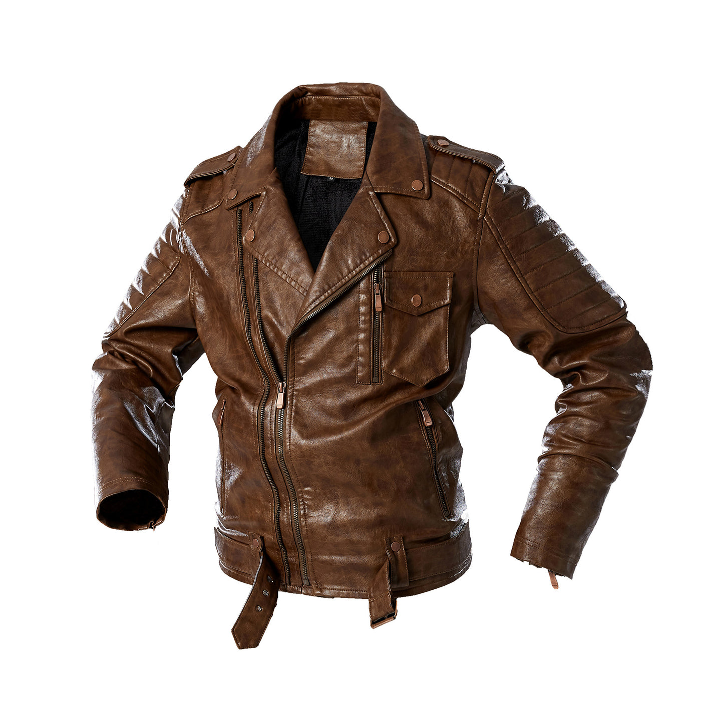 Biker Forward Retro Style Faux Leather Jacket