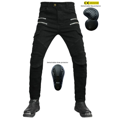 Pantalon antichute tout-terrain en denim de course de moto avec équipement de protection