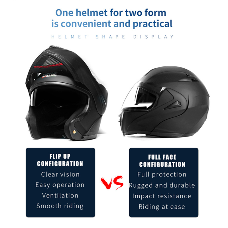 Flip Up Motorcycle Dual Lens Helmet with Bluetooth