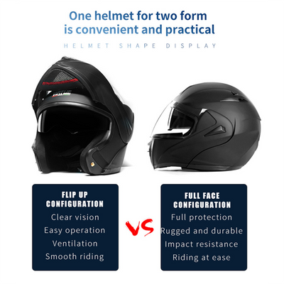 Flip Up Motorcycle Dual Lens Helmet with Bluetooth