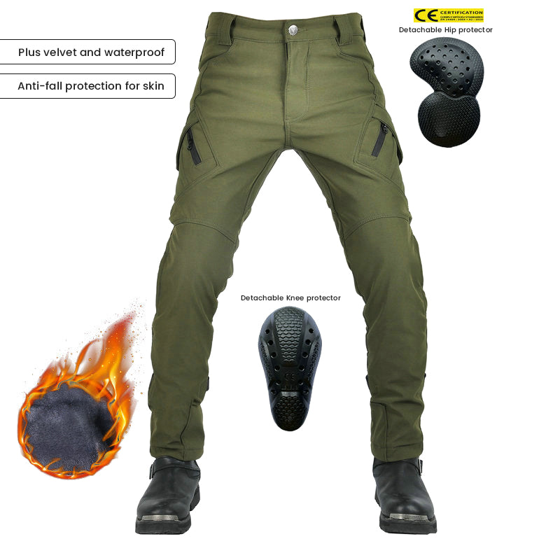 Winter Waterproof Armored Riding Plus Velvet Pants