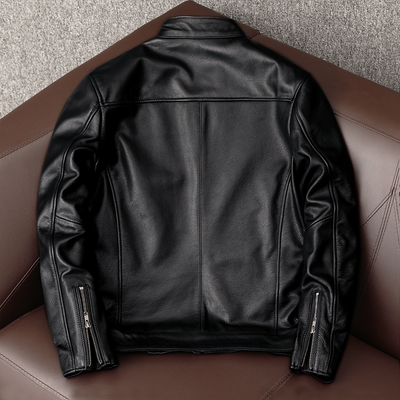 Casual Black Motorcycle Leather Jacket