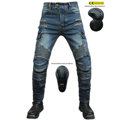 Pantalon antichute tout-terrain en denim de course de moto avec équipement de protection