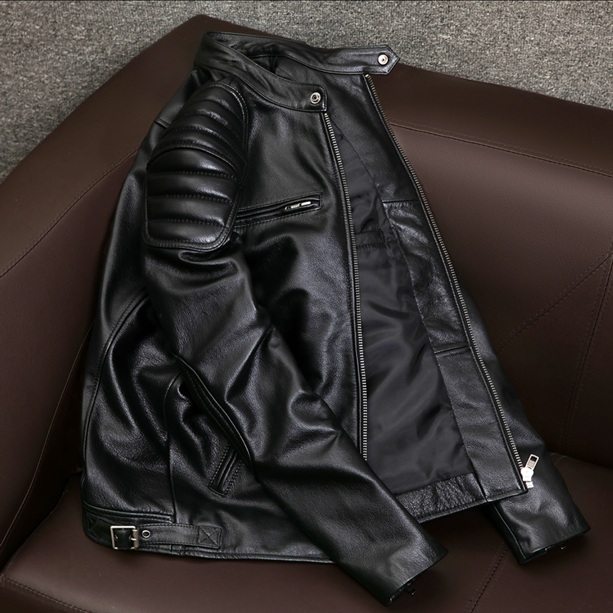 Casual Motorcycle Genuine Leather Jacket