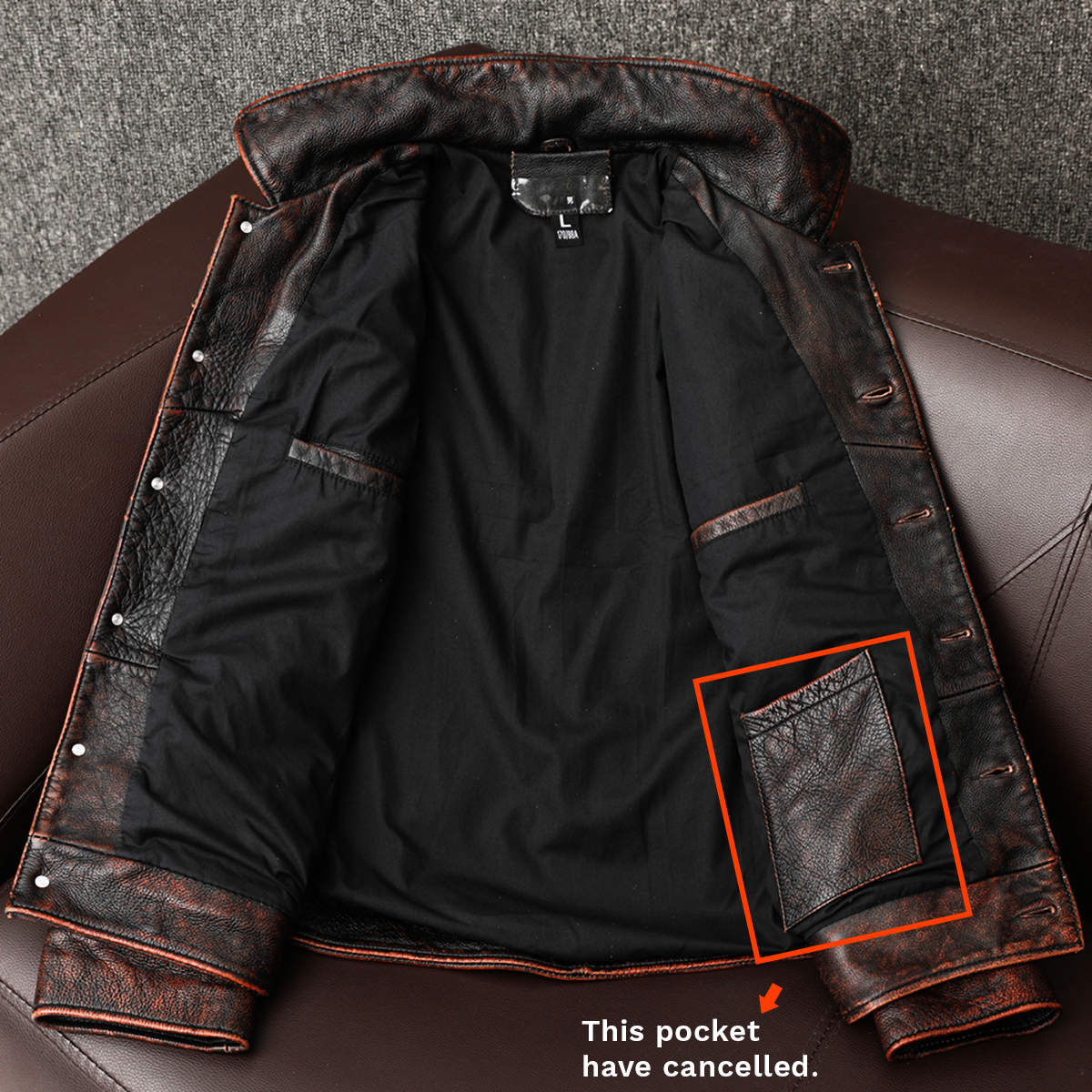 Veste en cuir de moto rétro marron résistant