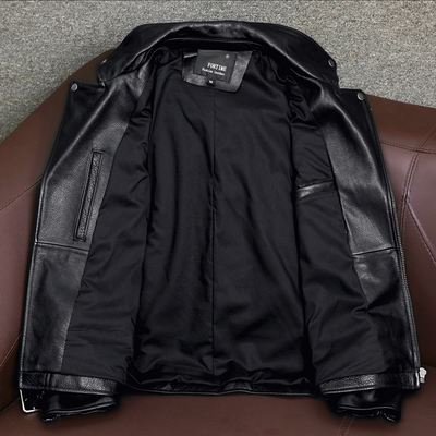 Veste de moto confortable en cuir véritable