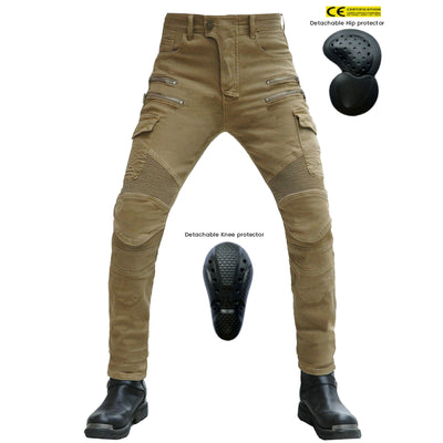 Pantalon antichute tout-terrain en denim de course de moto avec équipement de protection