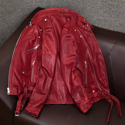 Veste en cuir de moto en peau de mouton Claret