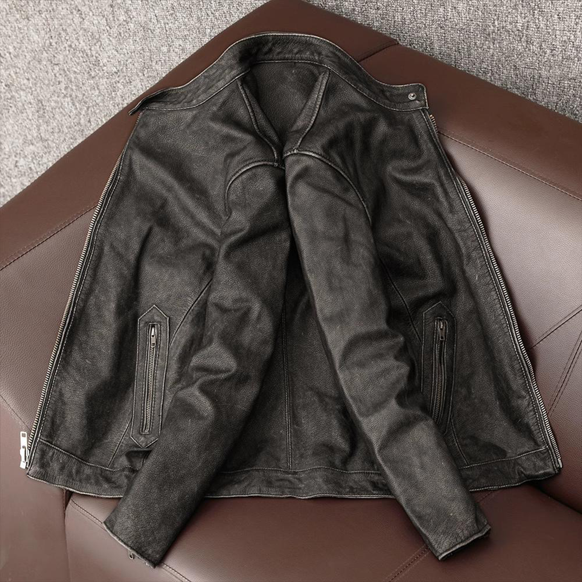 Casual Vintage Motorcycle Leather Jacket