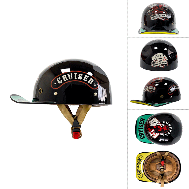 Casquette de baseball de moto toutes saisons, demi-casque