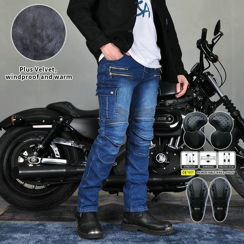 Fierce 4 Men Motorcycle Winter Plus Velvet Jeans