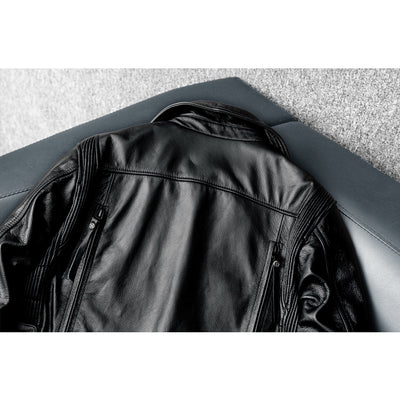 Men's Heavy Black Biker Motorcycle Leather Jacket