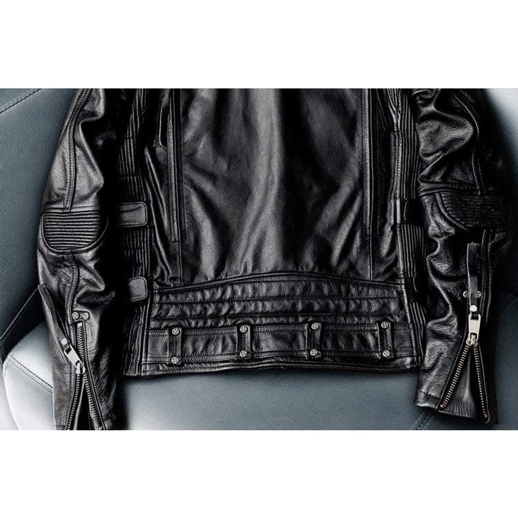 Men's Heavy Black Biker Motorcycle Leather Jacket