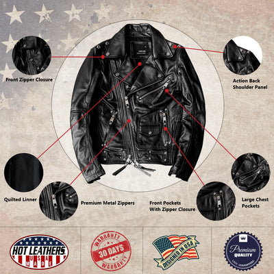 Men's Heavy Black Biker Motorcycle Leather Jacket