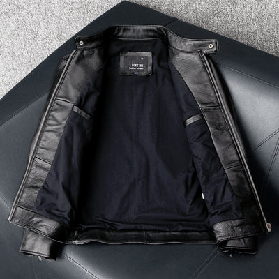 Casual Black Motorcycle Leather Jacket