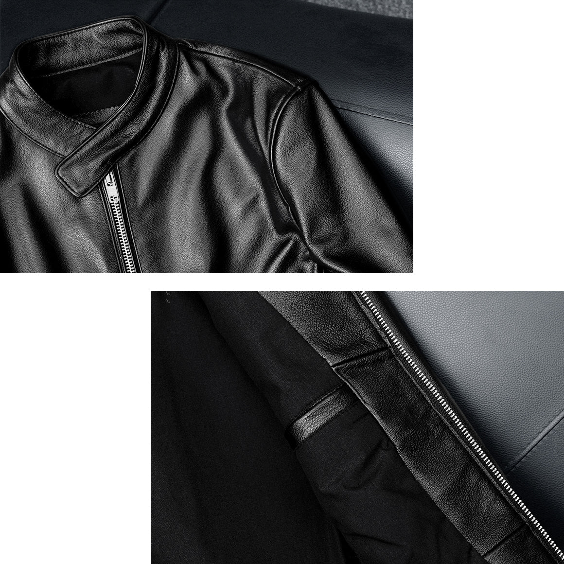 Casual Black Motorcycle Leather Jacket