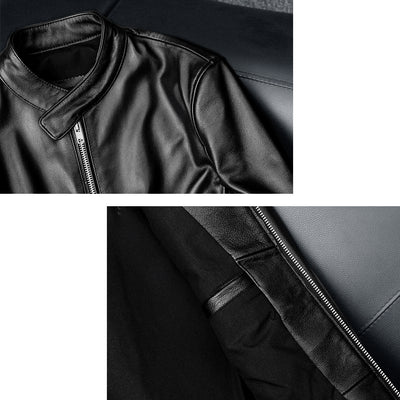Casual Black Motorcycle Leather Jacket