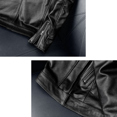 Casual Black Motorcycle Leather Jacket