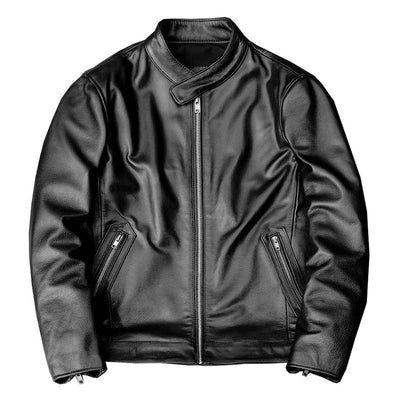 Casual Black Motorcycle Leather Jacket