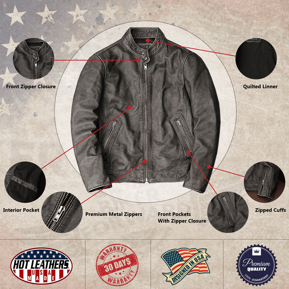 Veste en cuir de moto vintage décontractée