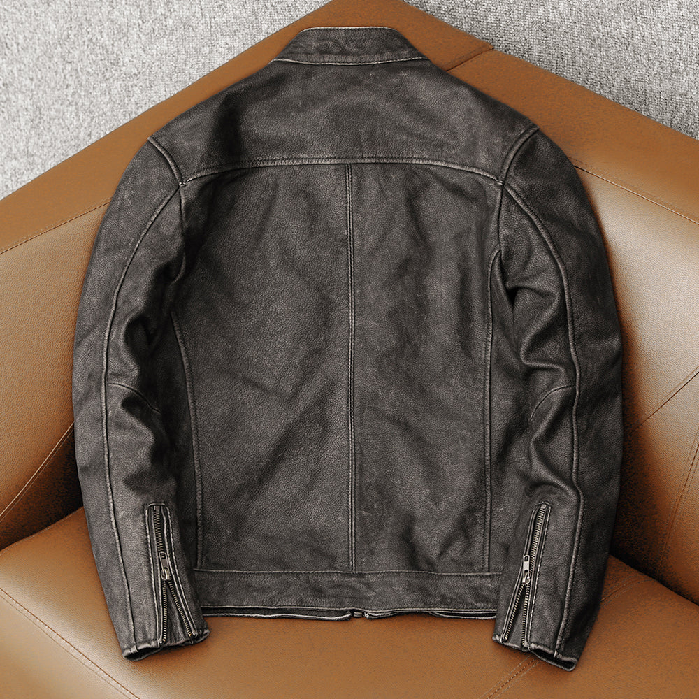 Veste en cuir de moto vintage décontractée