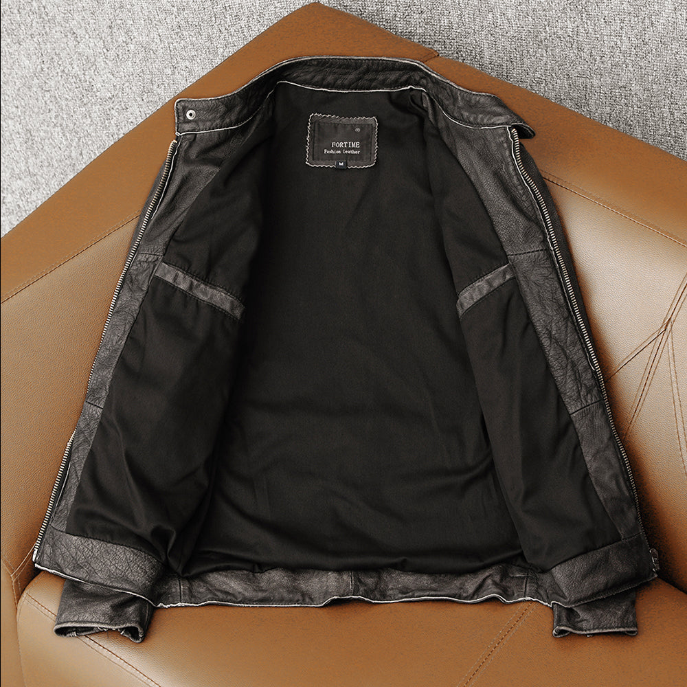Veste en cuir de moto vintage décontractée
