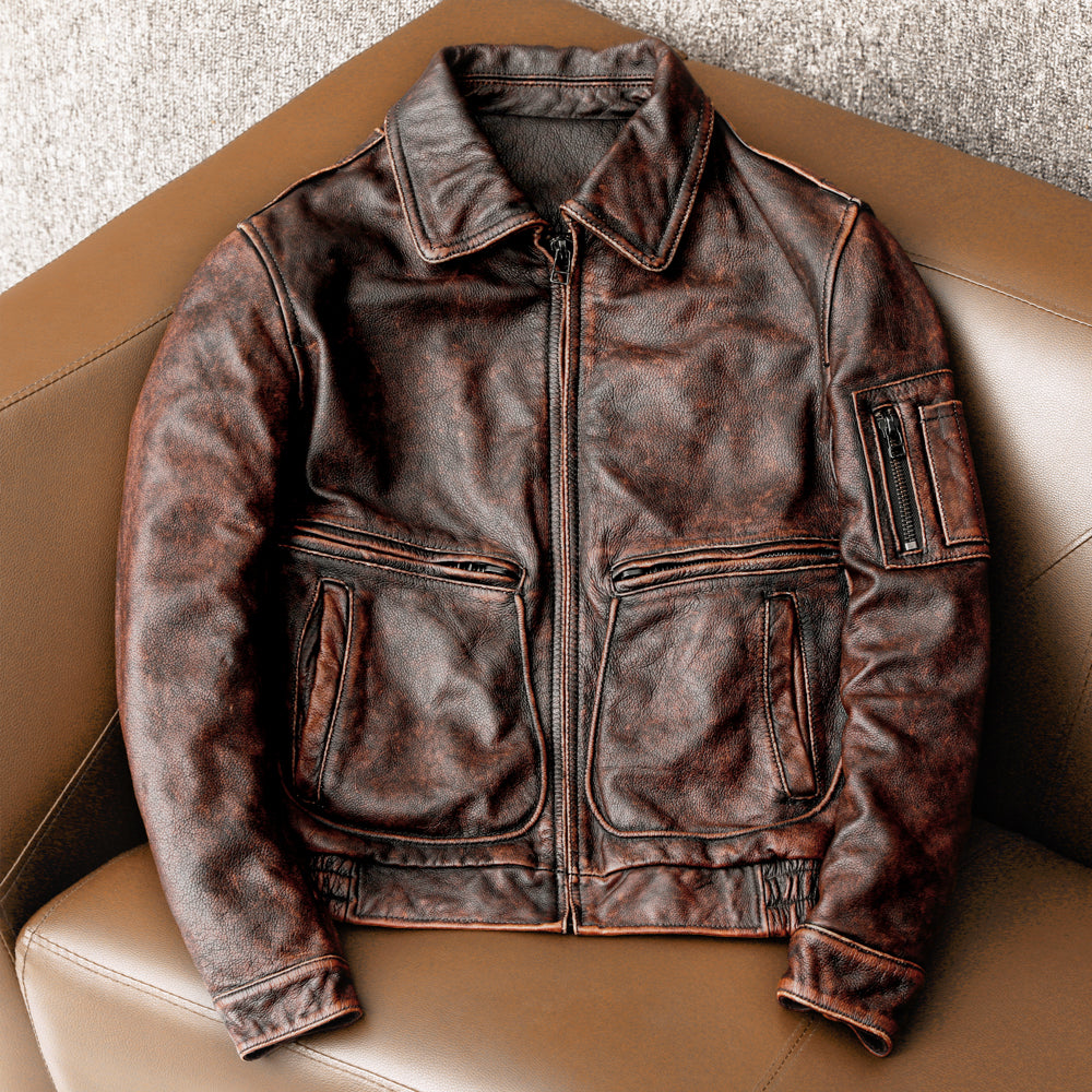 Veste en cuir de moto Air Force 2