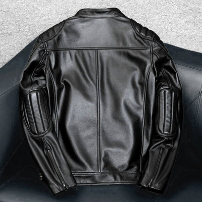 Veste de moto décontractée en cuir véritable
