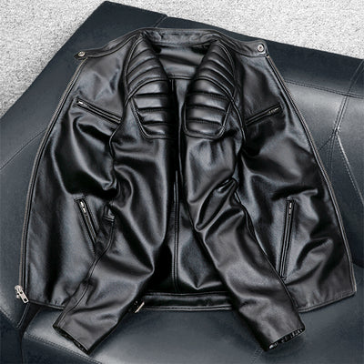 Veste de moto décontractée en cuir véritable