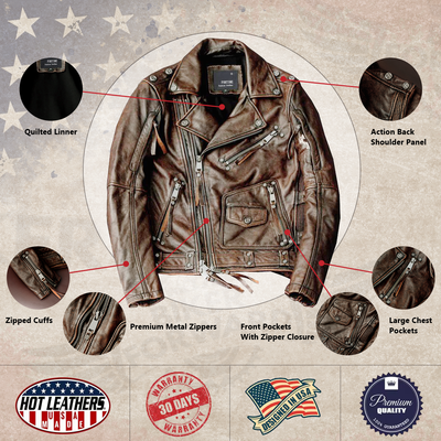Nostalgic Retro Motorcycle Genuine Leather Jacket