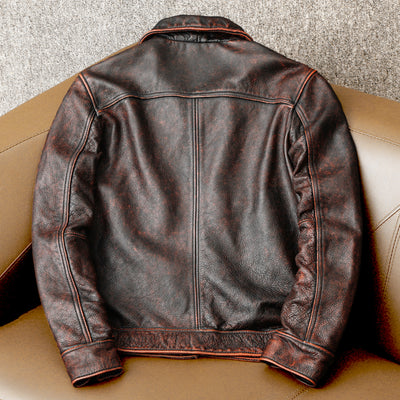 Tough Brown Retro Motorcycle Leather Jacket