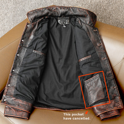 Tough Brown Retro Motorcycle Leather Jacket