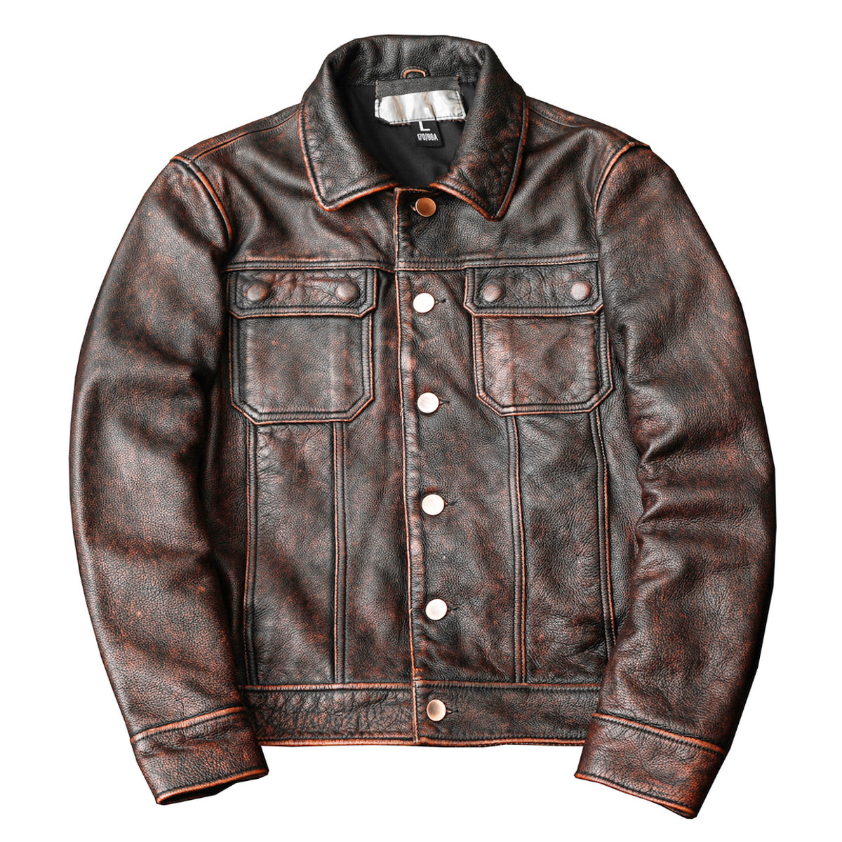 Tough Brown Retro Motorcycle Leather Jacket