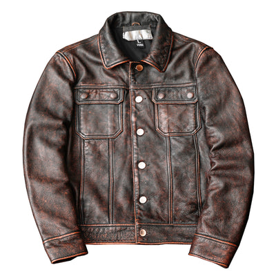 Tough Brown Retro Motorcycle Leather Jacket
