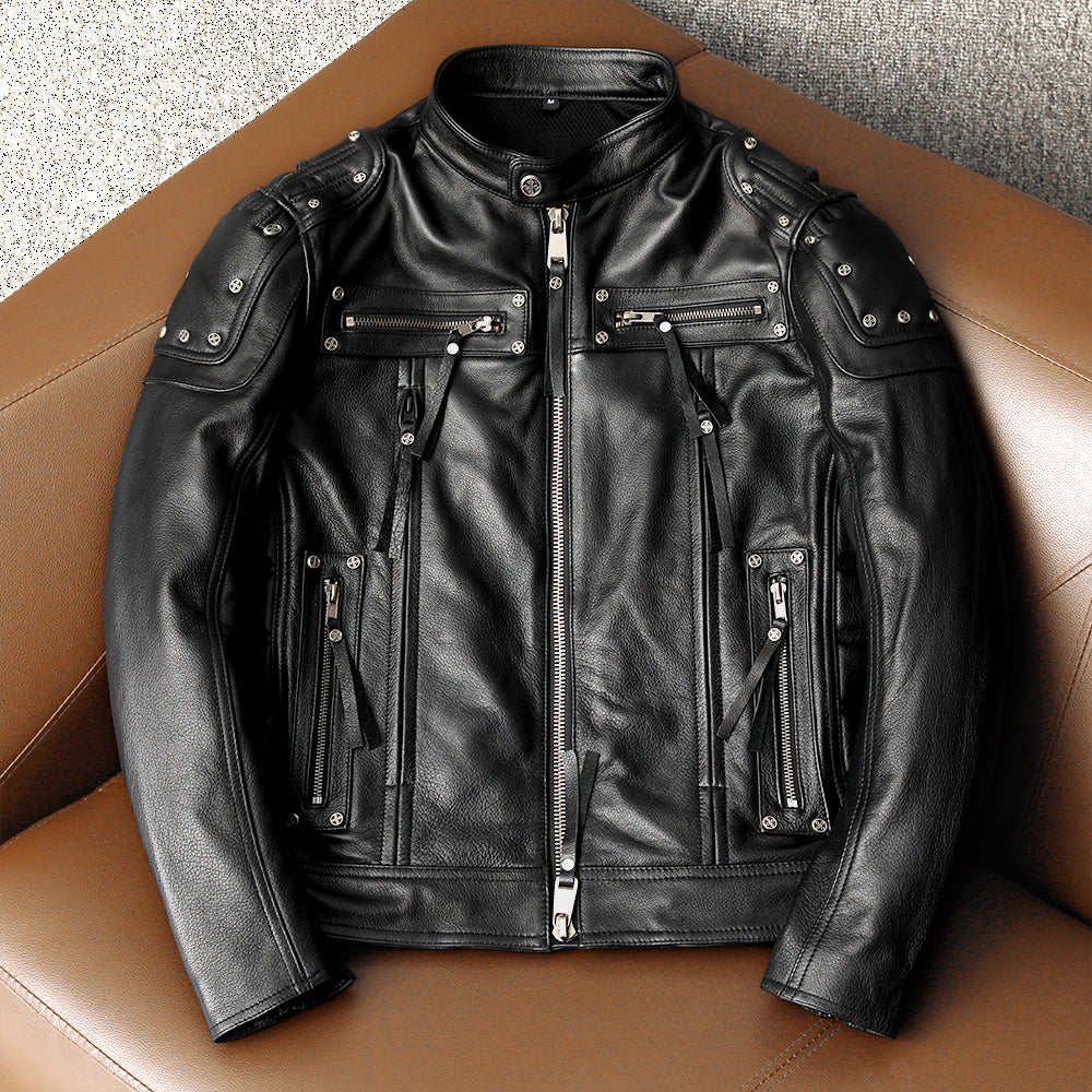 Rivet Punk Motorcycle Leather Jacket