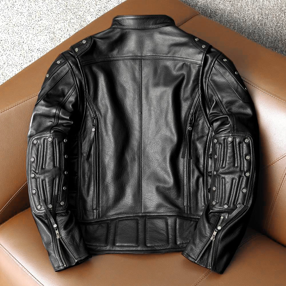 Rivet Punk Motorcycle Leather Jacket