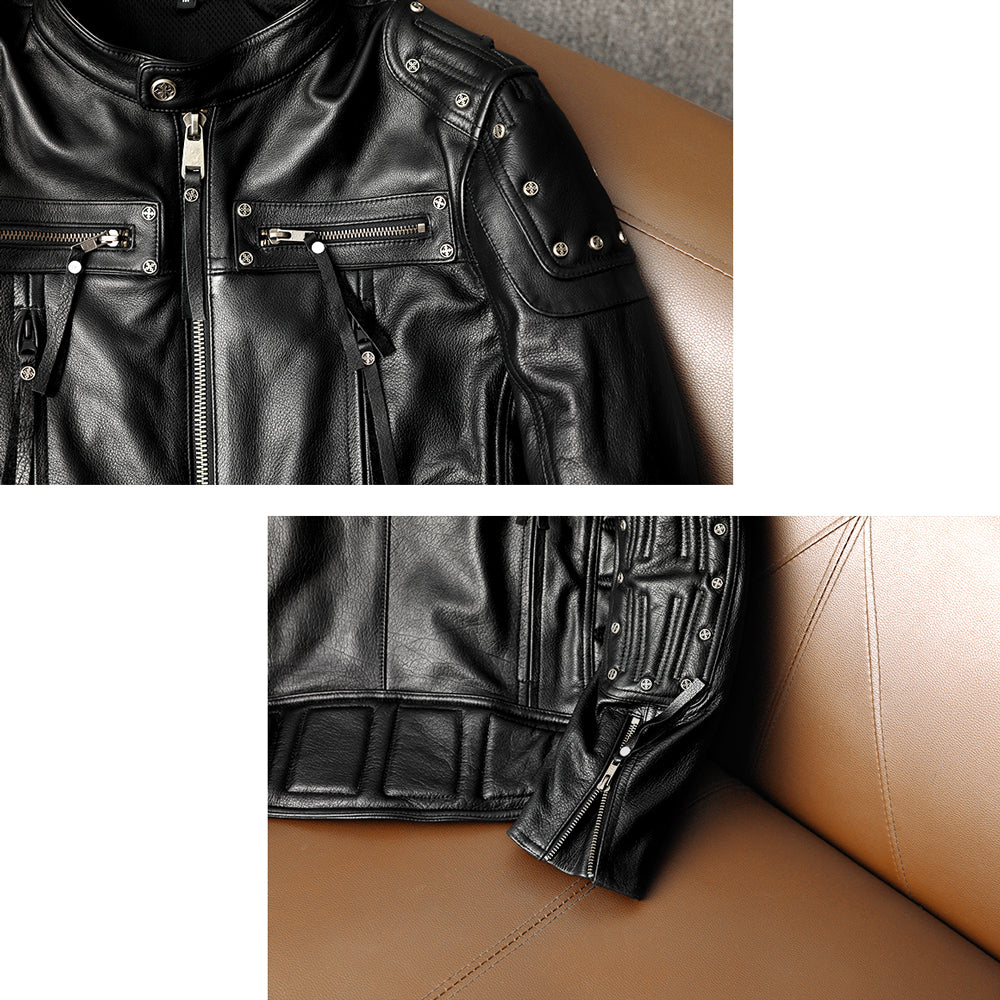 Rivet Punk Motorcycle Leather Jacket