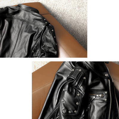 Rivet Punk Motorcycle Leather Jacket