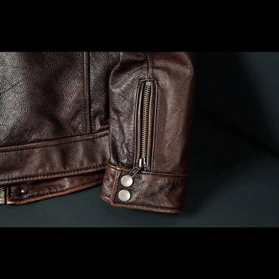 Veste en cuir de moto noire décontractée