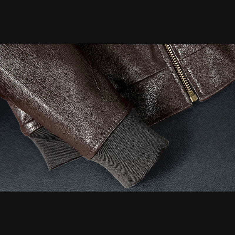 Veste en cuir de moto noire décontractée