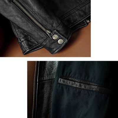 Top Layer Cowhide Retro Motorcycle Leather Jacket
