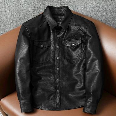 Super Soft Lapel Shirt Genuine Leather Jacket